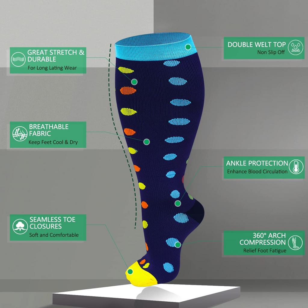 3 Pairs Plus Size Compression Socks – Nurse Series