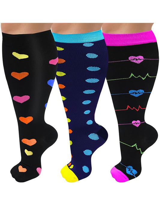 Tinylemon 3 pairs Plus size compression socks