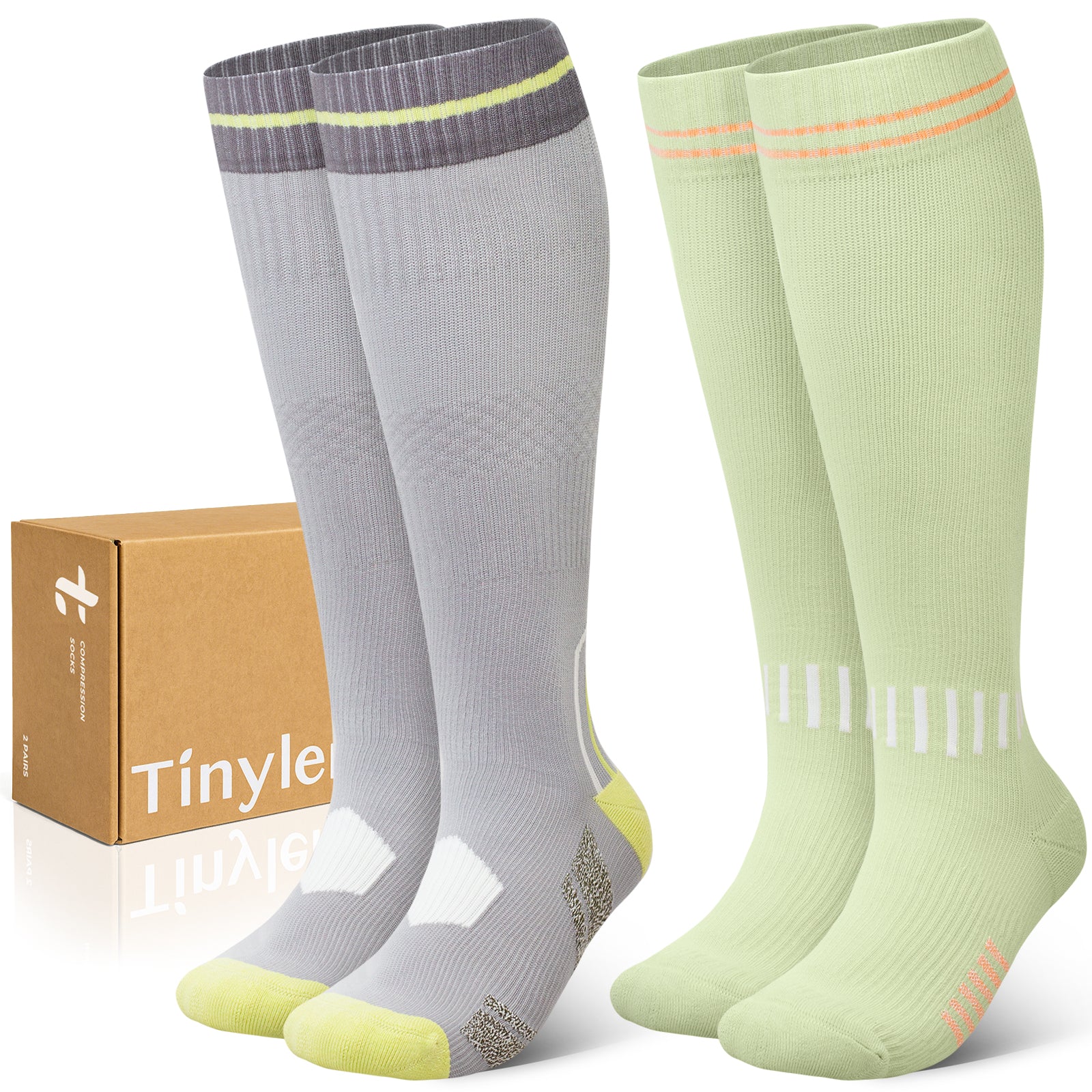 2 Pairs Wide Calf Compression Socks