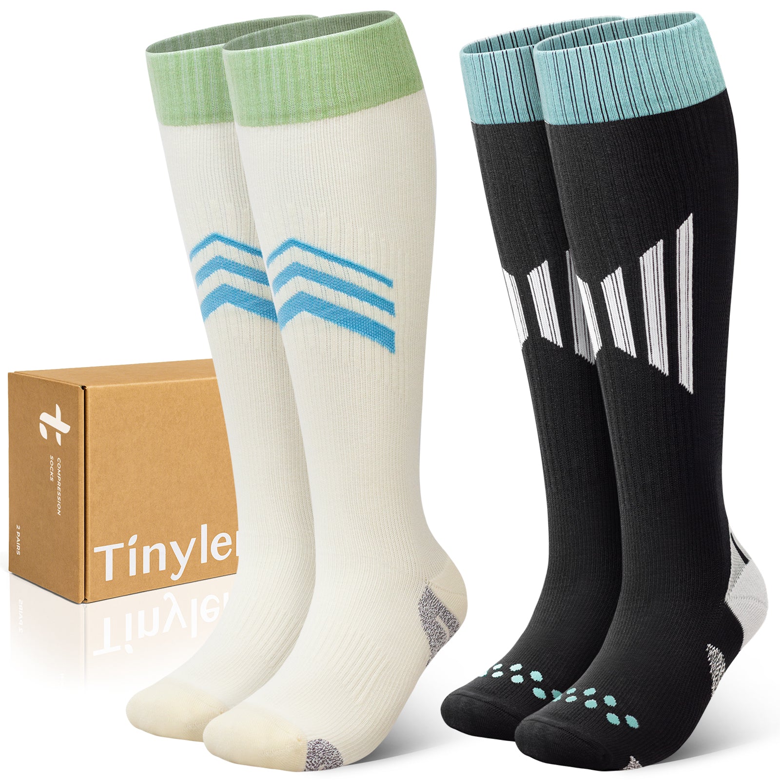 2 Pairs Wide Calf Compression Socks