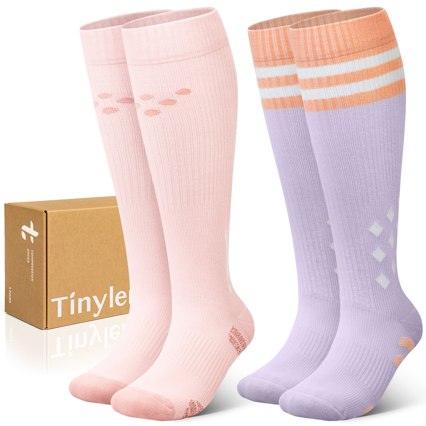 2 Pairs Wide Calf Compression Socks