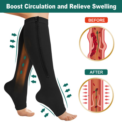 2 Pairs Zipper Compression Socks
