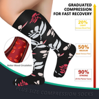 3 Pairs Plus Size Compression Socks – Flowers