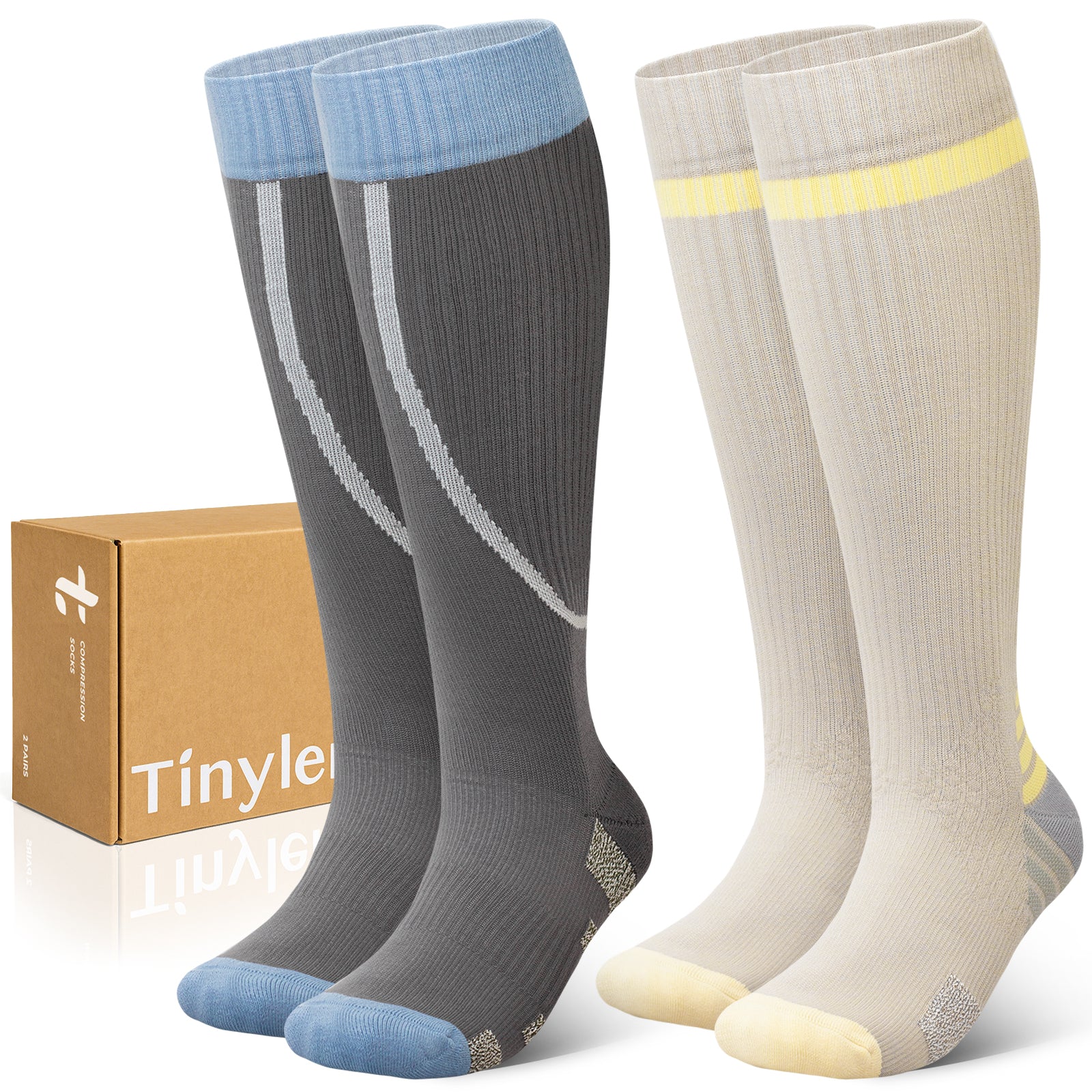 2 Pairs Wide Calf Compression Socks