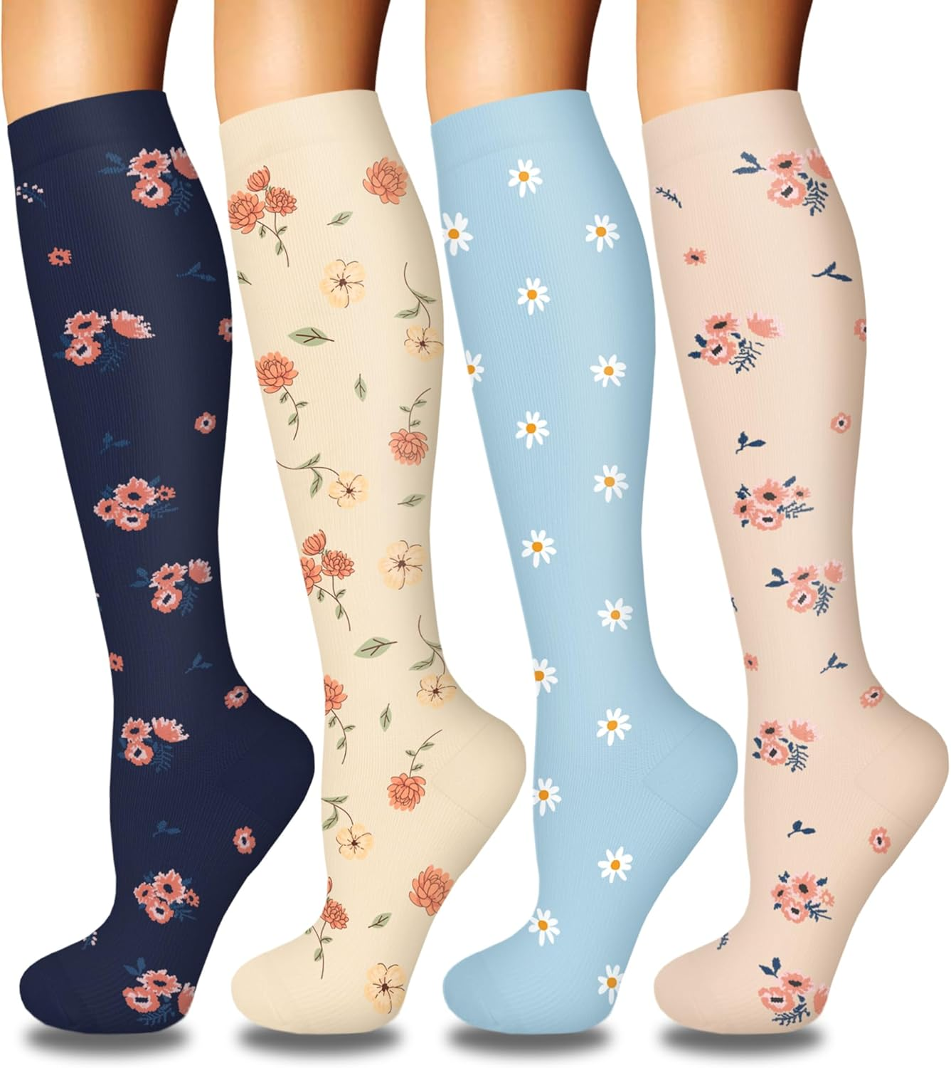 4 Pairs Compression Socks - Patterned