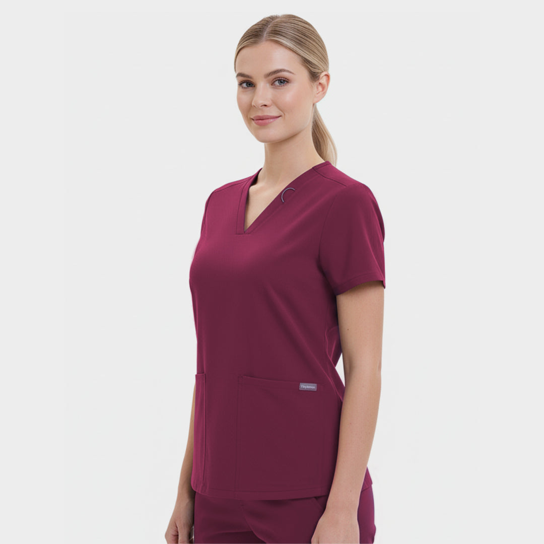 Women Scrub Top - 4 Pockets V-Neck