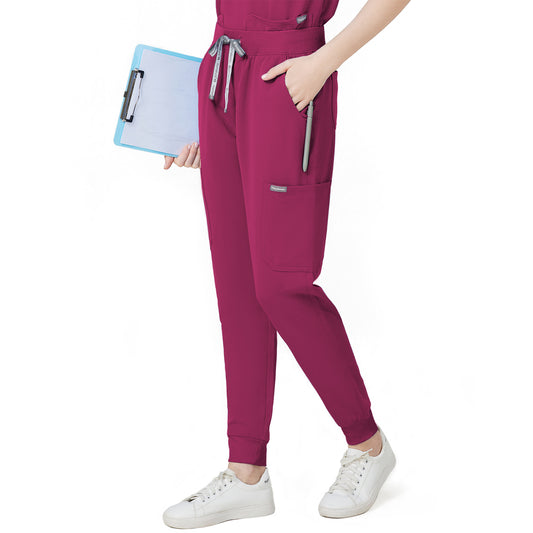 Scrub Pants for Women - Wine Red