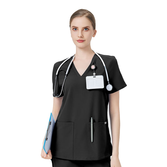 Women Scrub Top - 4 Pockets V-Neck