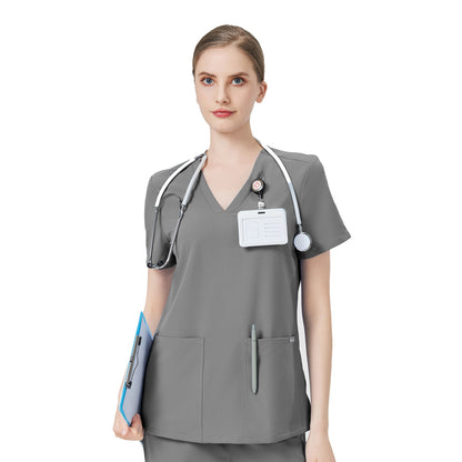Women Scrub Top - 4 Pockets V-Neck