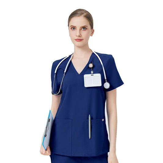 Women Scrub Top - 4 Pockets V-Neck