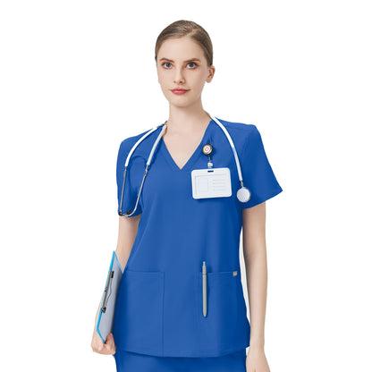 Women Scrub Top - 4 Pockets V-Neck