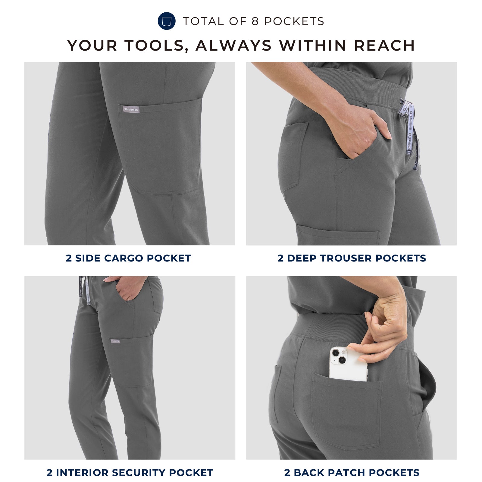 Scrub Pants for Women - Grey