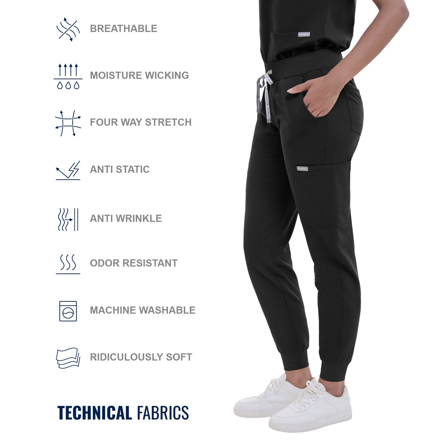 Scrub Pants for Women - Black