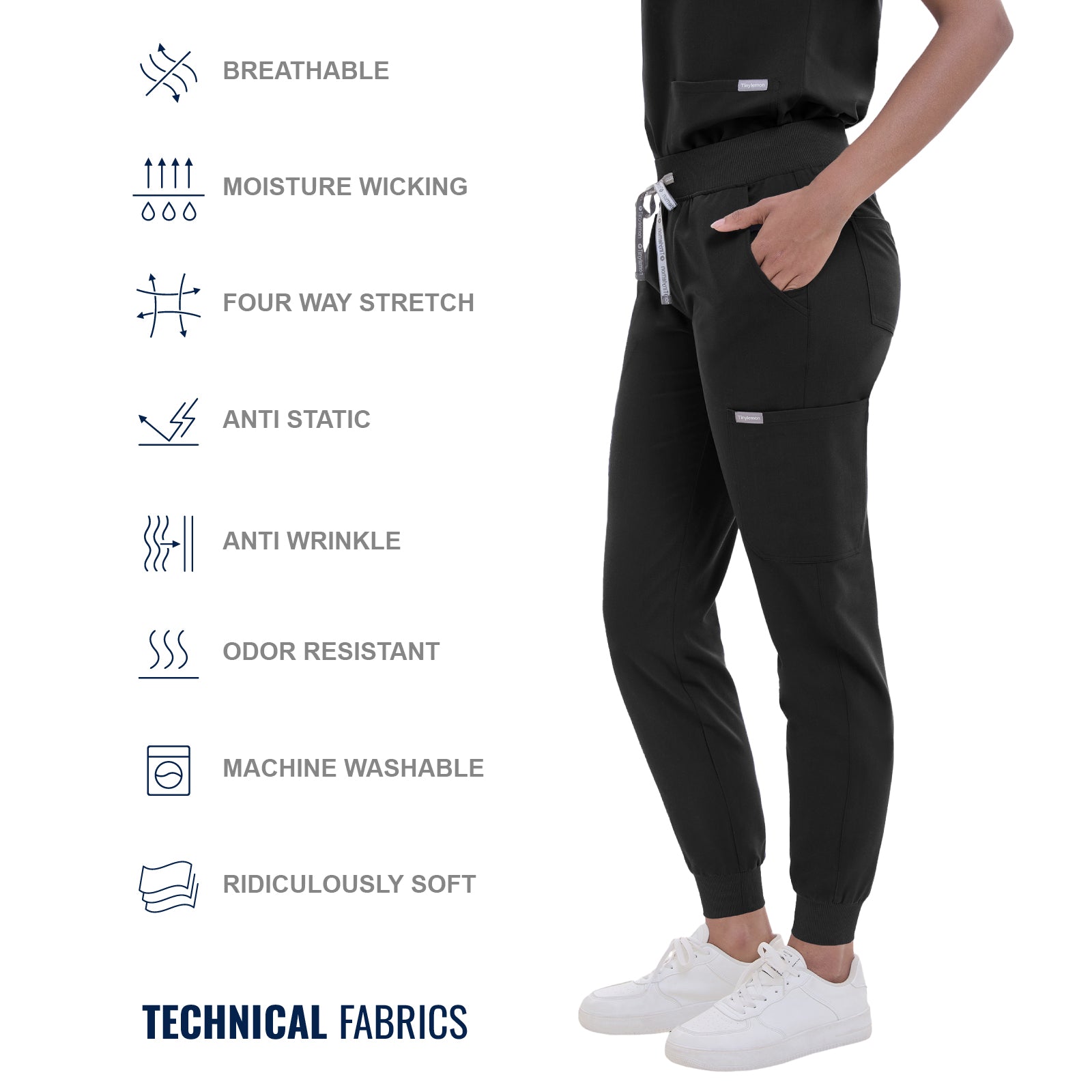 Scrub Pants for Women - Black