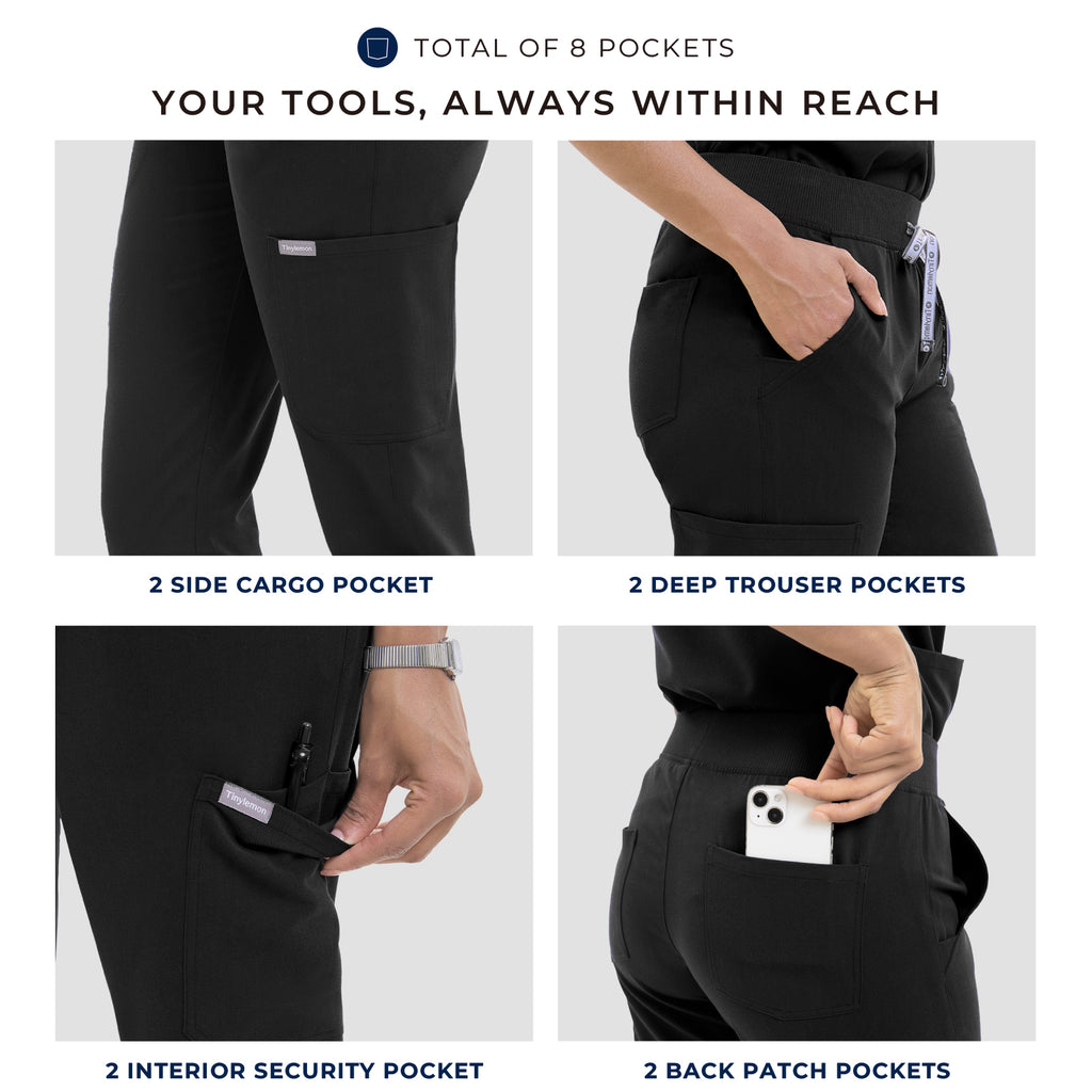 Scrub Pants for Women - Black