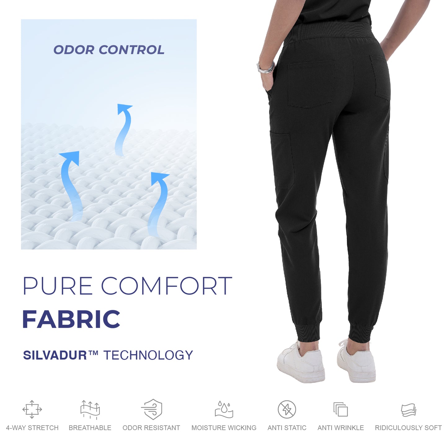 Scrub Pants for Women - Black