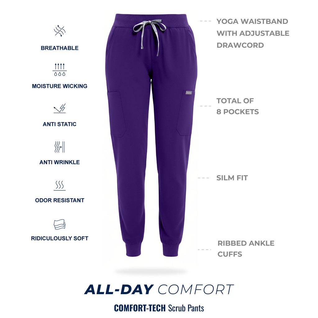 Scrub Pants for Women - Eggplant
