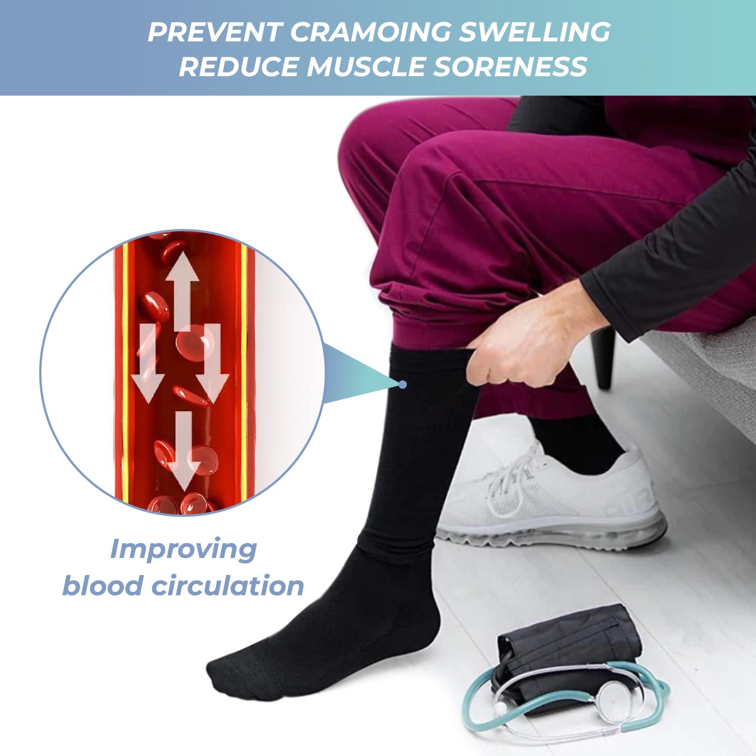 6 Pairs Compression Socks – Nurse Theme