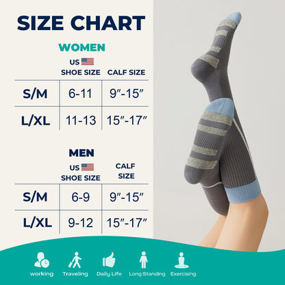 2 Pairs Wide Calf Compression Socks