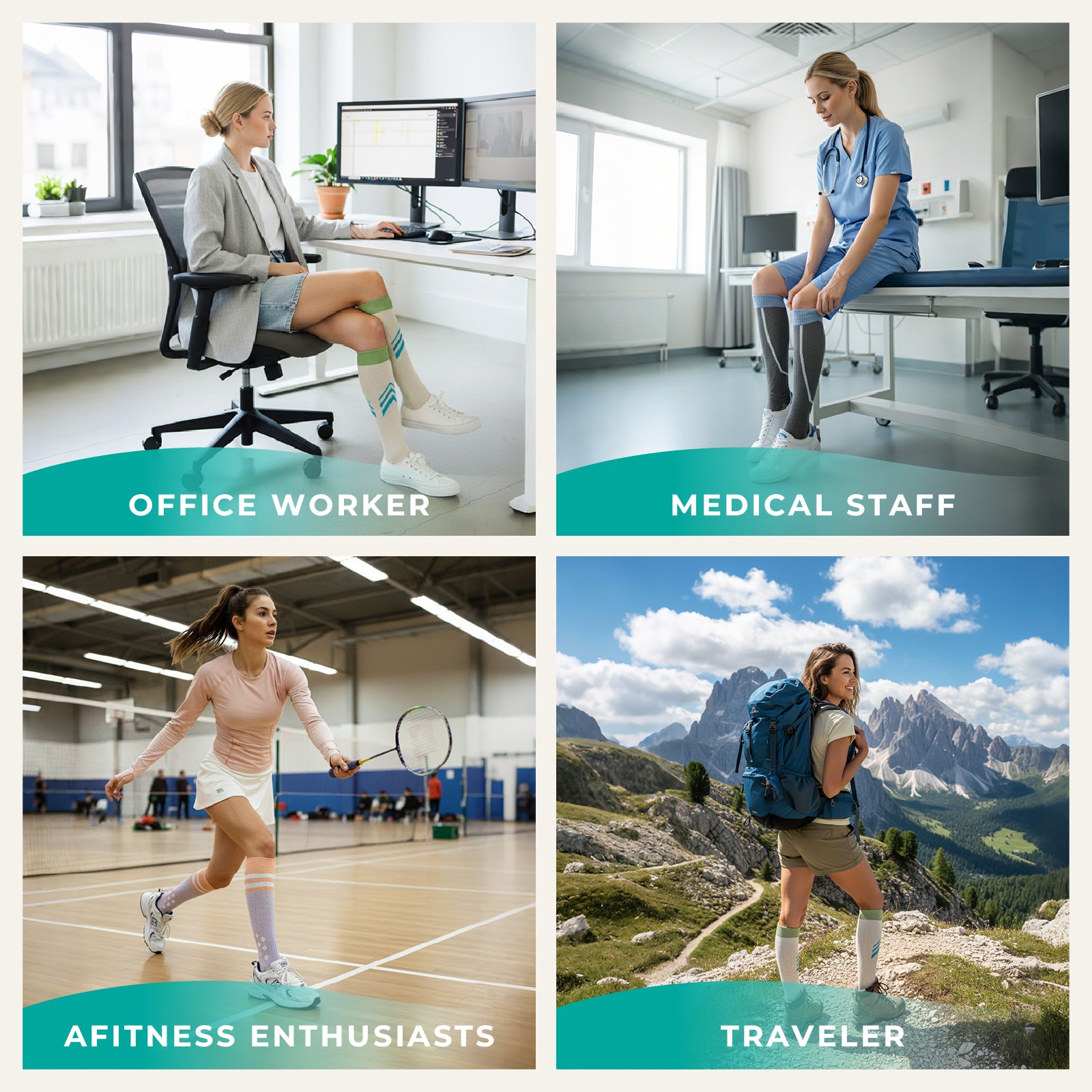 2 Pairs Wide Calf Compression Socks