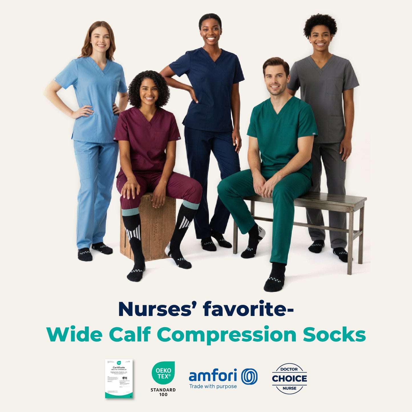 2 Pairs Wide Calf Compression Socks